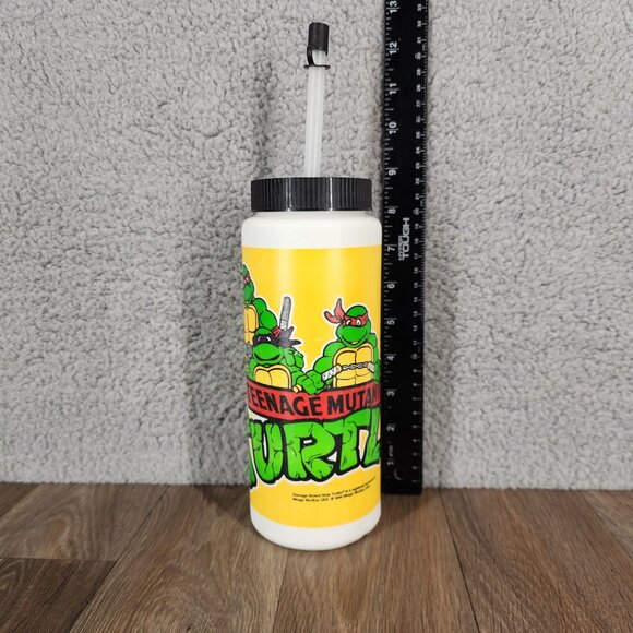 Vintage 1988 Teenage Mutant Ninja Turtles TMNT Water Sport Bottle With Straw USA - Picture 9 of 10